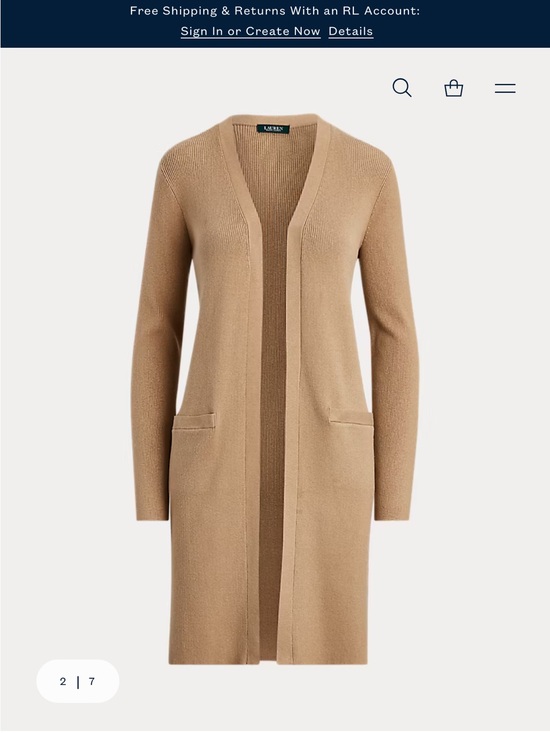 Ralph Lauren Sweaters - Ralph Lauren Camel Long Open-Front Cardigan